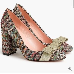 J. Crew Brown and Gold Heels with Gold Bow